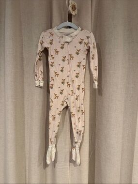 Burt's Bees Baby Light Pink Deer Baby Fawn Footies Pajamas Organic Cotton 18M